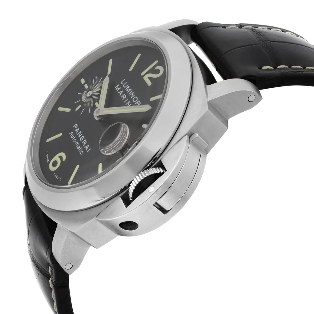 View Of Crown Facing Side Of Panerai PAM00104 Stainless Steel Watch Pre Owned Condition