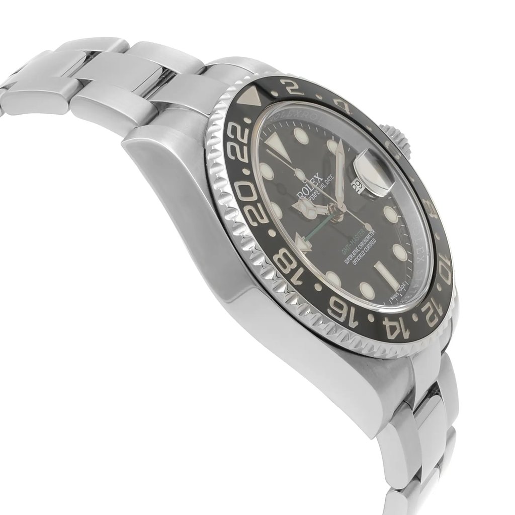 View Of Opposite Crown Facing Side Of Rolex 116710LN Stainless Steel Watch Pre Owned Condition