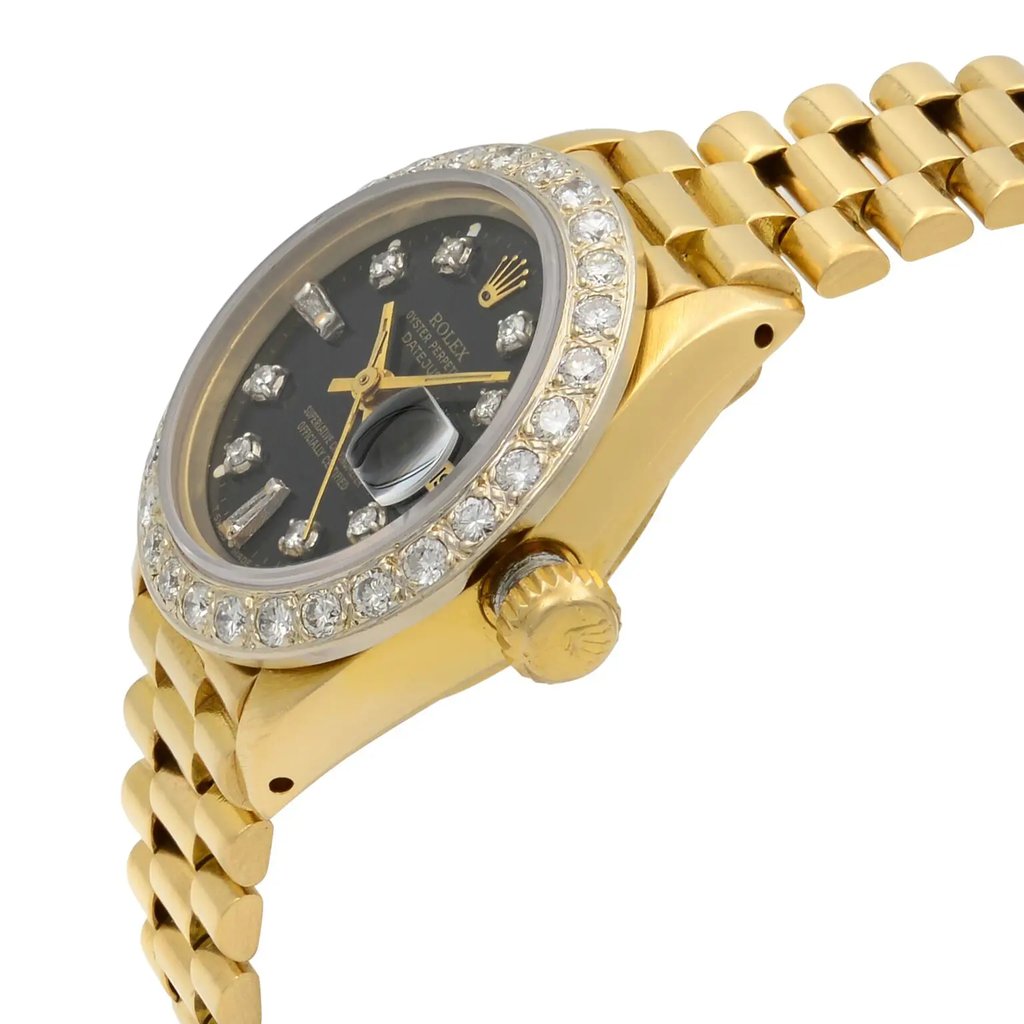 View Of Crown Facing Side Of Rolex 6917 Gold 18kt Watch Pre Owned Condition