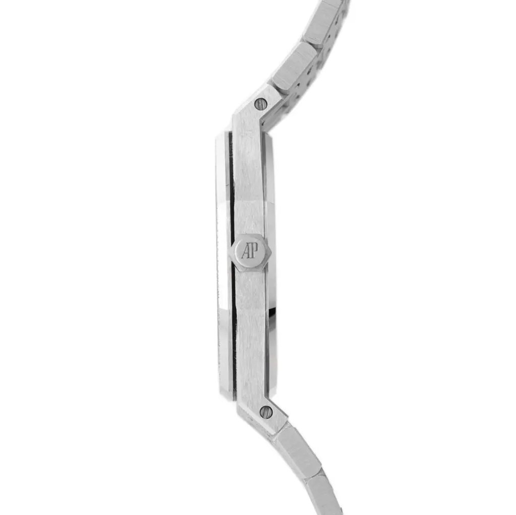 View Of Crown Facing Side Of Audemars Piguet 67653BC.GG.1263BC.01 White Gold Watch Unworn Condition