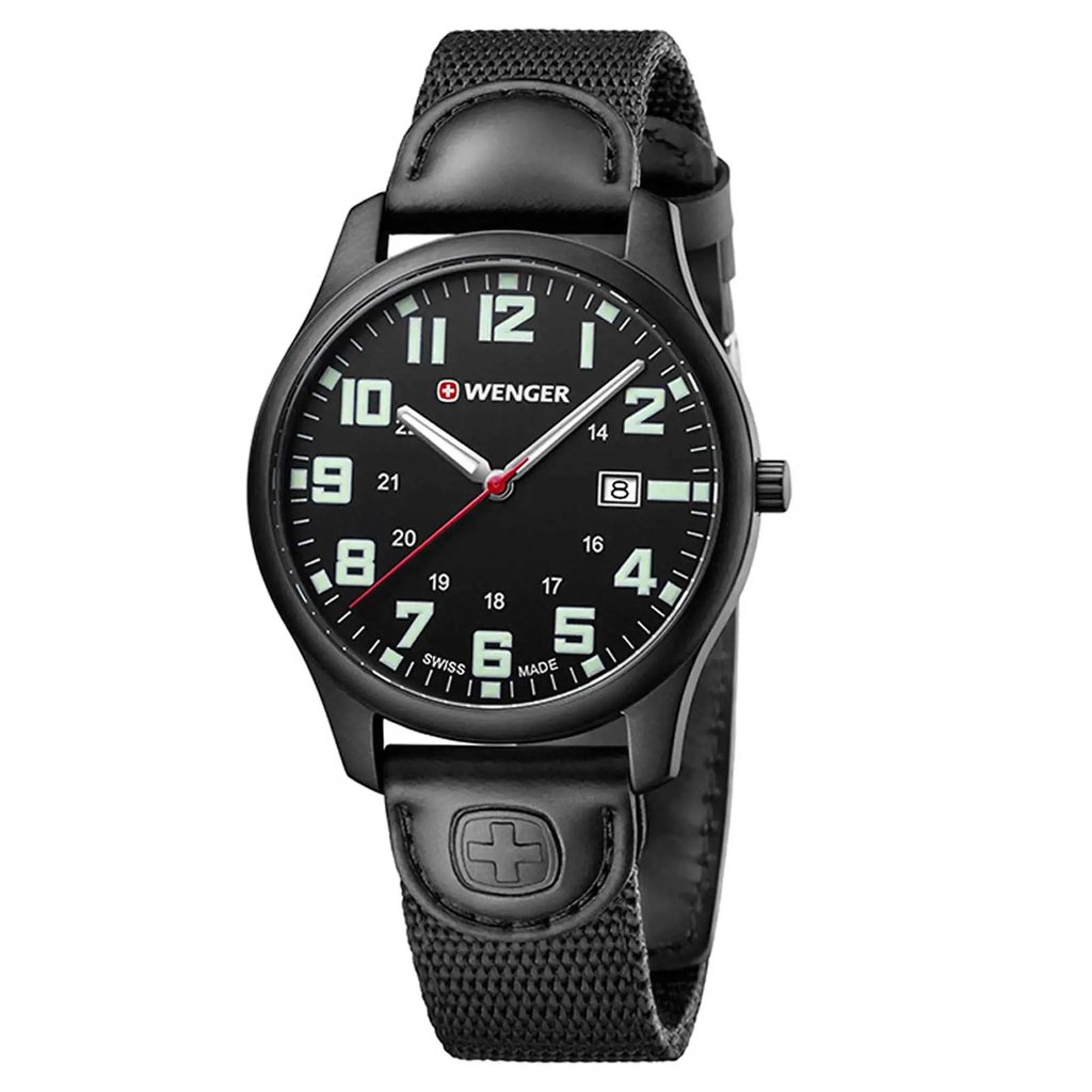 Front Full View Of Wenger 01.1441.114 Stainless Steel Watch Display Model Condition Excellent