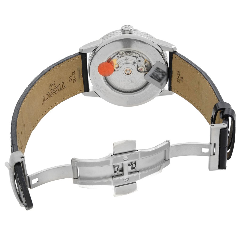 Back View Of Exhibition Back Case And Open Leather Band Of Tissot T086.408.16.051.00 Watch New With Defects Condition