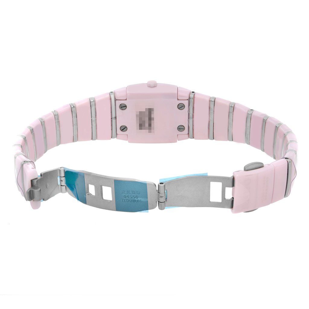 Back View Of Screwback Back Case And Open Ceramic Band Of Rado R13652942 Watch Unworn Condition