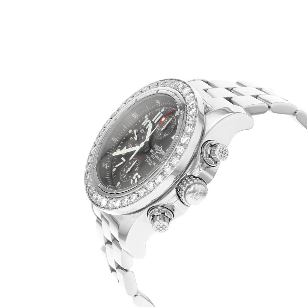 View Of Crown Facing Side Of Breitling A13380 Stainless Steel Watch Pre Owned Condition