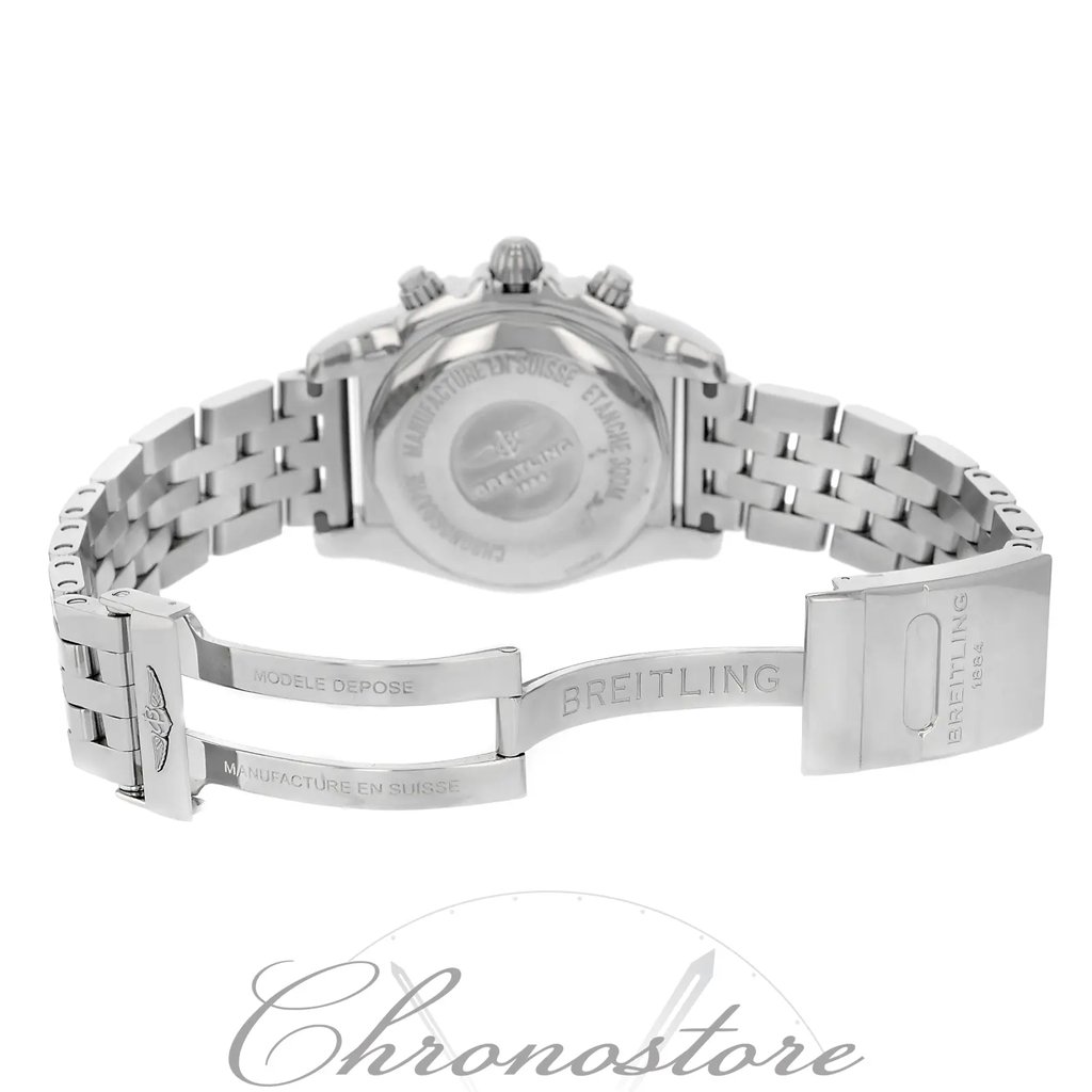 Back View Of {Caseback} Back Case And Open Stainless Steel Band Of Breitling AB014012/BA52-378A Watch Display Model Condition
