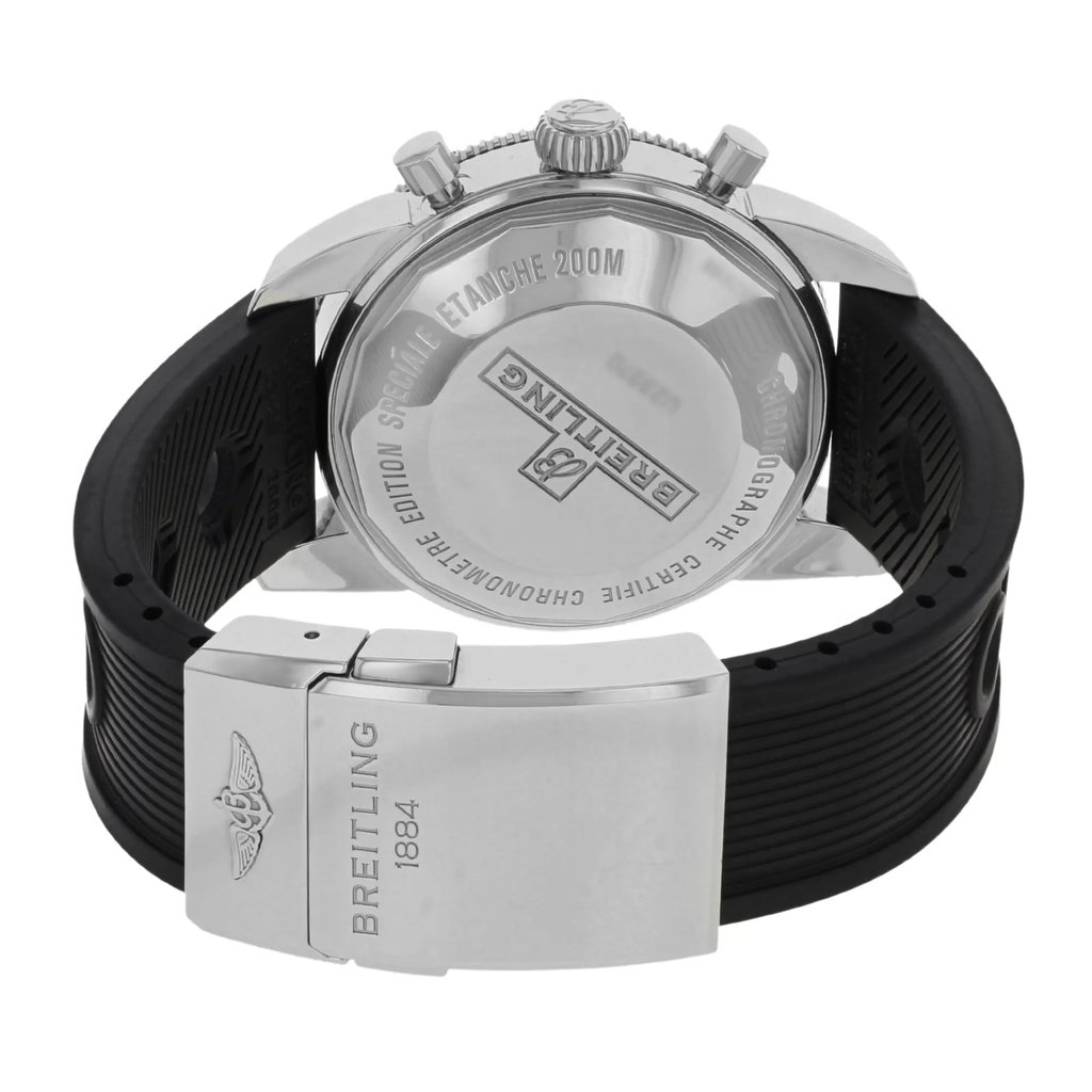 Back View Of {Caseback} Back Case And Closed Silicon/Rubber Band Of Breitling U2337012/BB81-200S Watch Pre Owned Condition