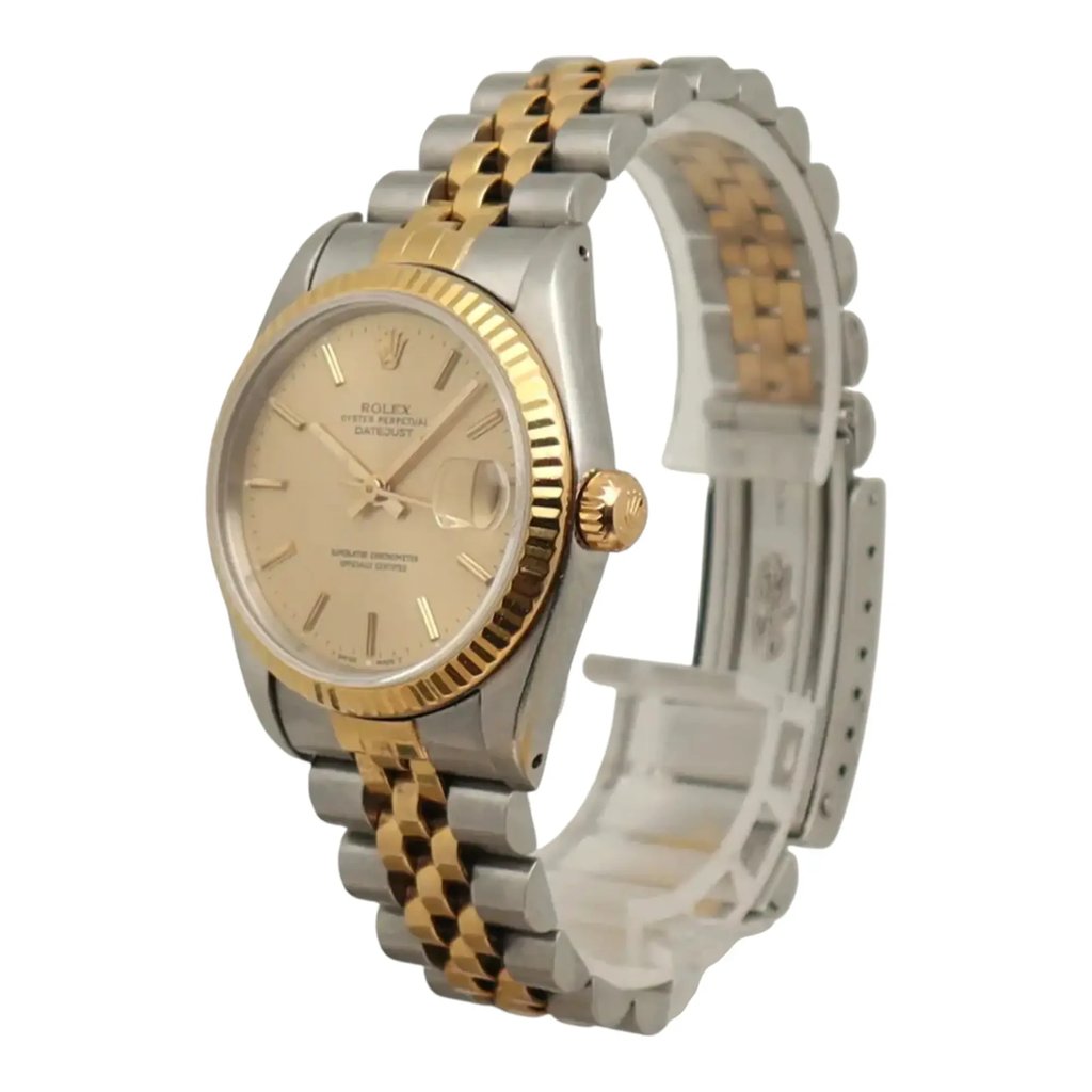 View Of Crown Facing Side Of Rolex 68273 Stainless Steel Watch Pre Owned Condition