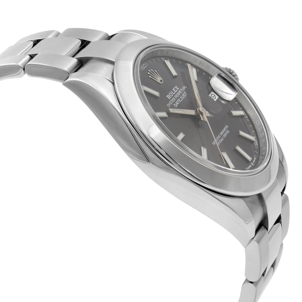 View Of Opposite Crown Facing Side Of Rolex 126300 Stainless Steel Watch Pre Owned Condition