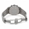 An image of a pre-owned men's Audemars Piguet wristwatch taken from a rear angle, showcasing the closed stainless steel bracelet and the back of the watch case. The watch is positioned upright, with the bracelet slightly curved to display the engraved brand name "Audemars Piguet" on the clasp. The image is captured at a medium distance, highlighting the watch's intricate metalwork and the "Royal Oak" engraving on the back.