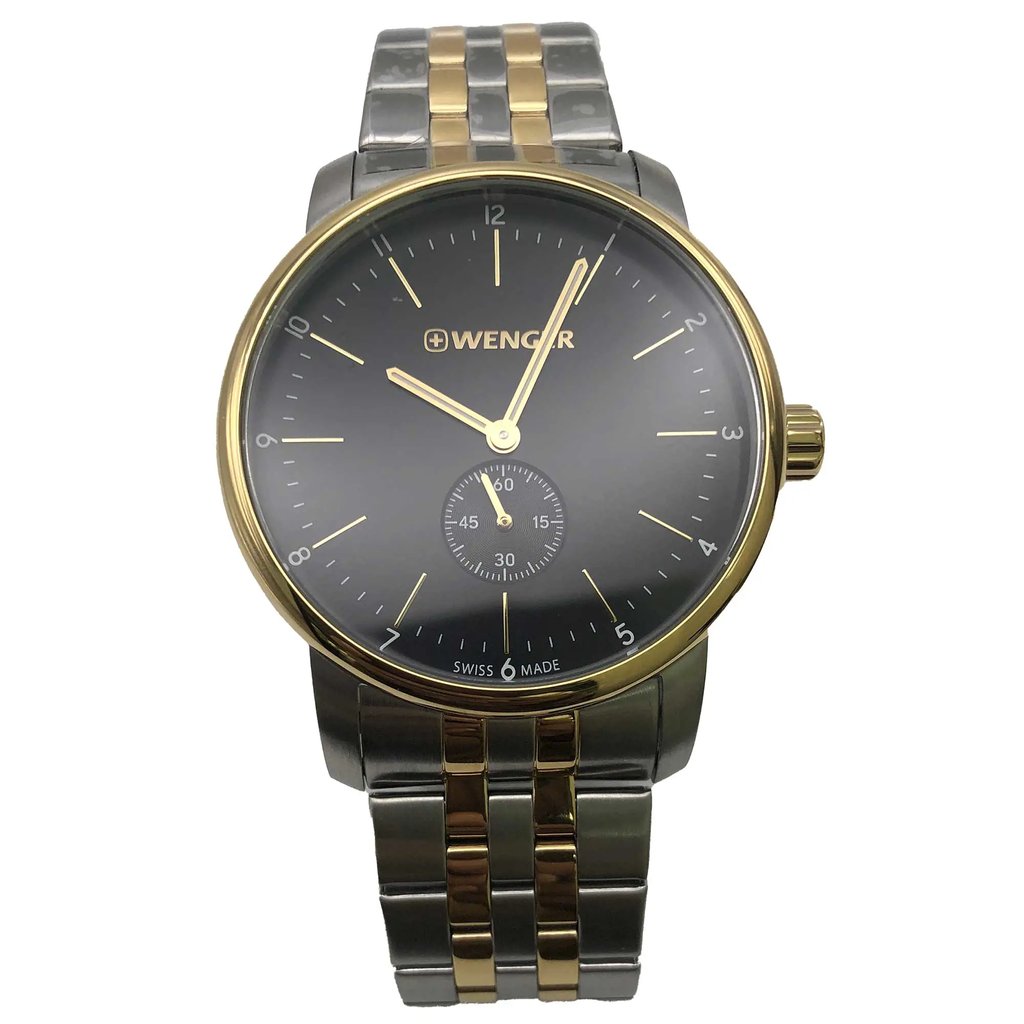 Up Close Front Facing Picture Of Wenger 1.1741.104 Stainless Steel Watch New With Defects Condition