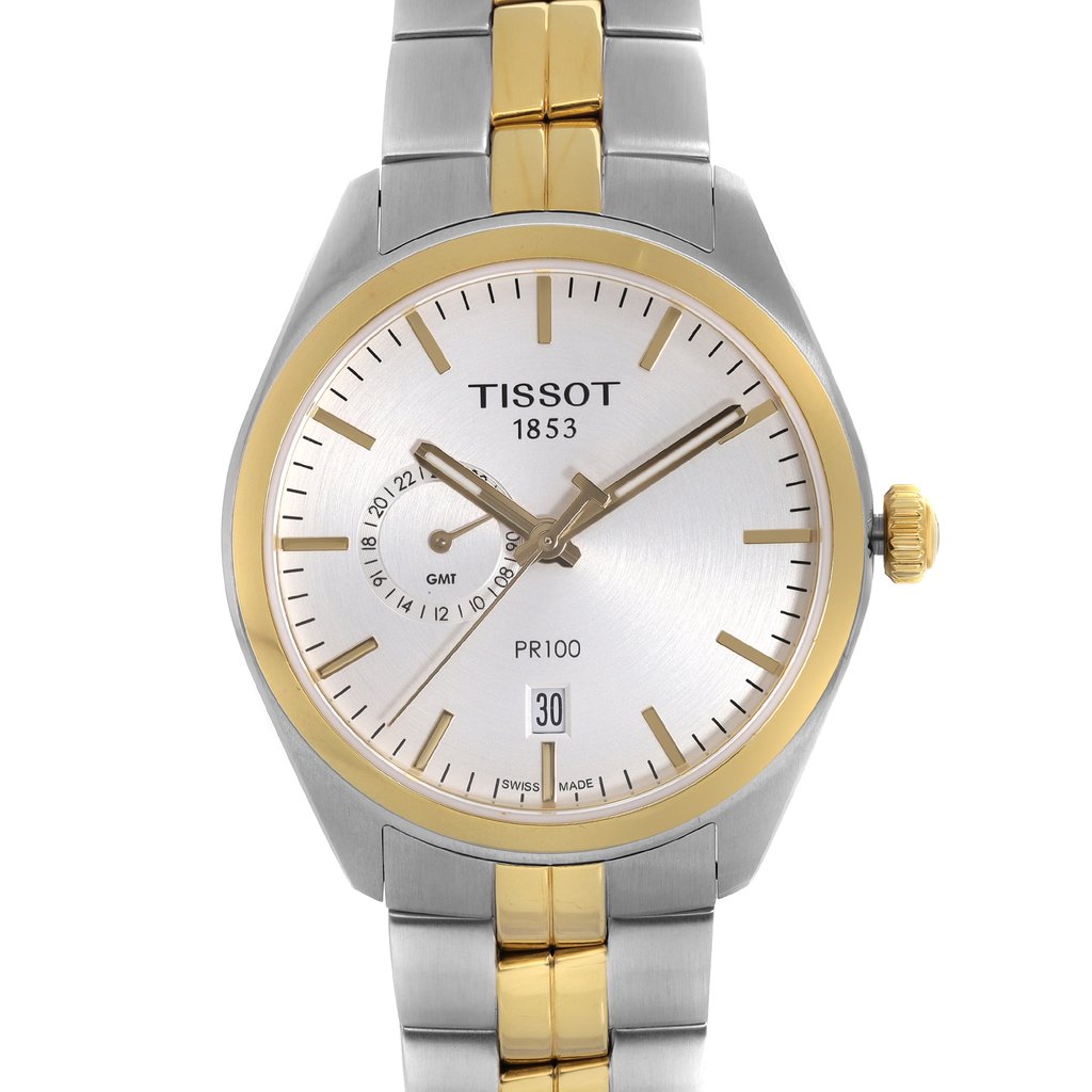 Up Close Front Facing Picture Of Tissot T101.452.22.031.00 Stainless Steel Watch Display Model Condition