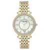 An image of a Wristwatch by Anne Klein. This Display Model item is designed for Women, featuring a Dress/Formal style. It has a Quartz movement and an Analog display with a White dial color. The indices include 12-Hour Dial,Non-Numeric Hour Marks. The band is made of Brass and the case is made of Stainless Steel. The watch has a Round shape with a case size of 36 mm and a case thickness of 9.5 mm.