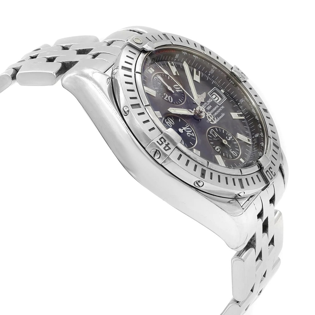 View Of Opposite Crown Facing Side Of Breitling A1335611/F517-372A Stainless Steel Watch Pre Owned Condition