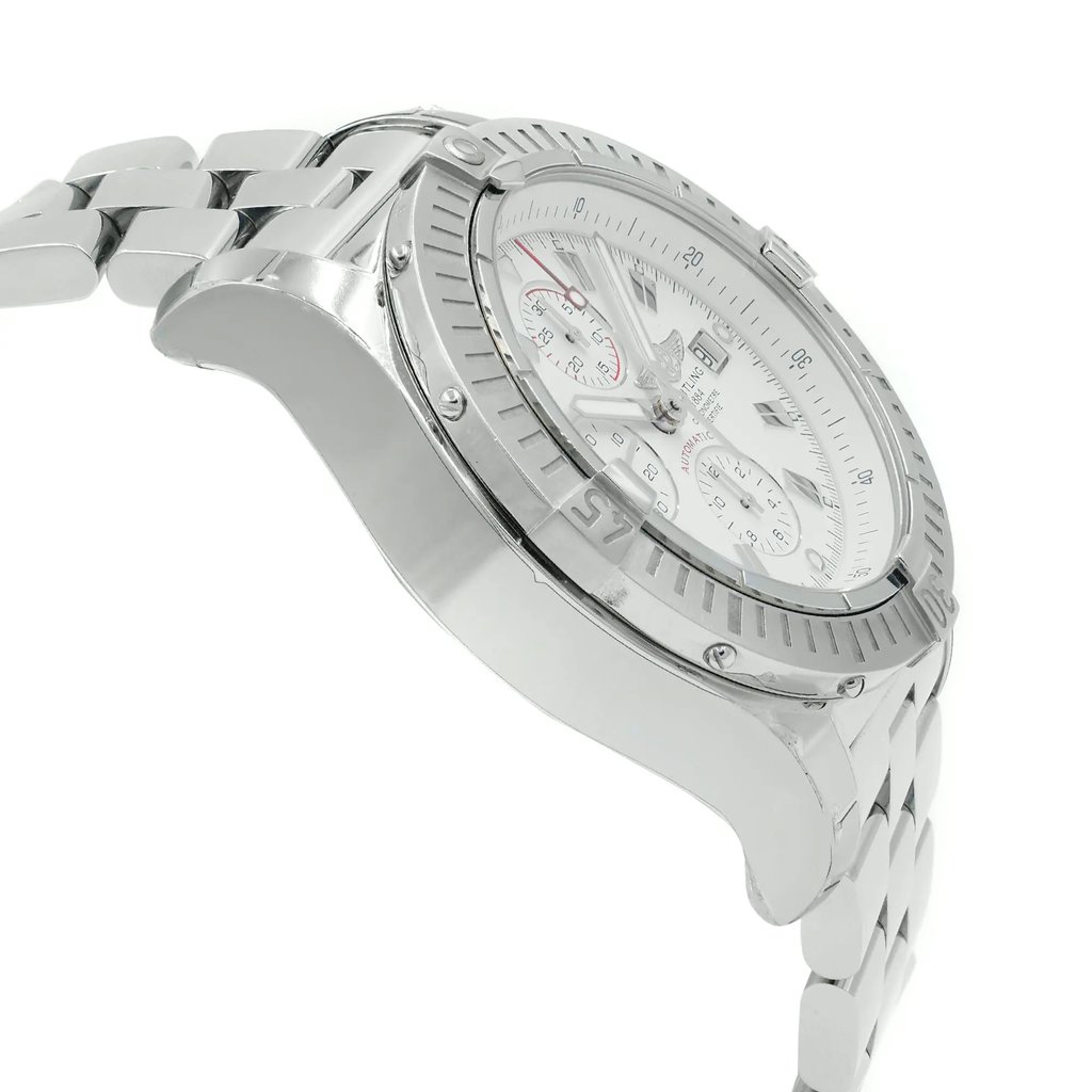 View Of Opposite Crown Facing Side Of Breitling A1337011/A660-135A Stainless Steel Watch Display Model Condition