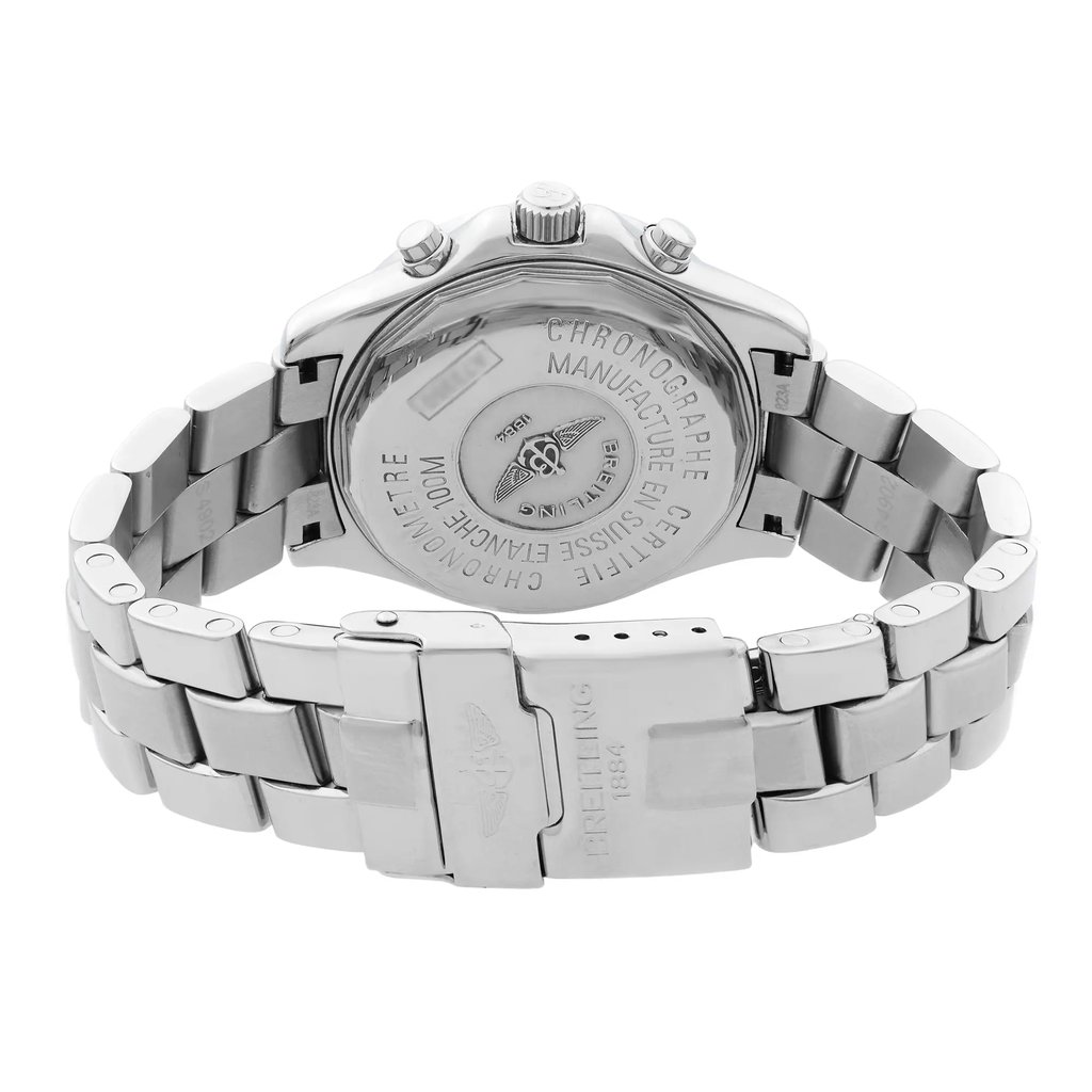 Back View Of {Caseback} Back Case And Closed Stainless Steel Band Of Breitling A73350 Watch Pre Owned Condition