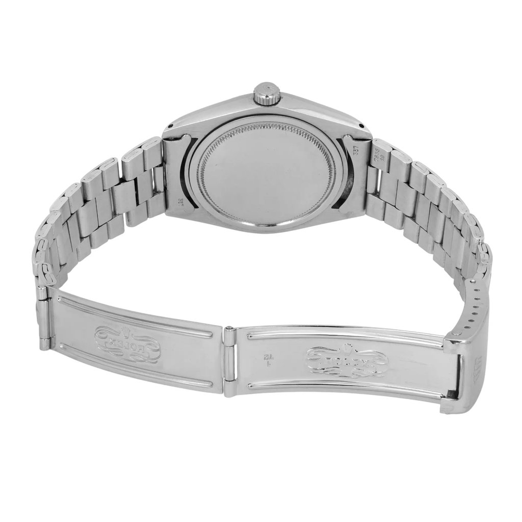 Back View Of Solid Back Case And Open Stainless Steel Band Of Rolex 6694 Watch Pre Owned Condition