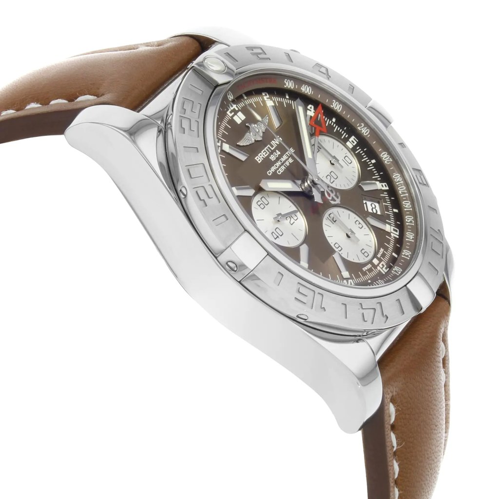 View Of Opposite Crown Facing Side Of Breitling AB042011/Q589-437X Stainless Steel Watch Display Model Condition
