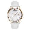 An image of a Wristwatch by hanow. This New With Defects item is designed for Women, featuring a Casual style. It has a Quartz movement and an Analog display with a White dial color. The indices include 12-Hour Dial,Stick Indexes. The band is made of Leather and the case is made of Steel. The watch has a Round shape with a case size of 40 mm and a case thickness of 9 mm.