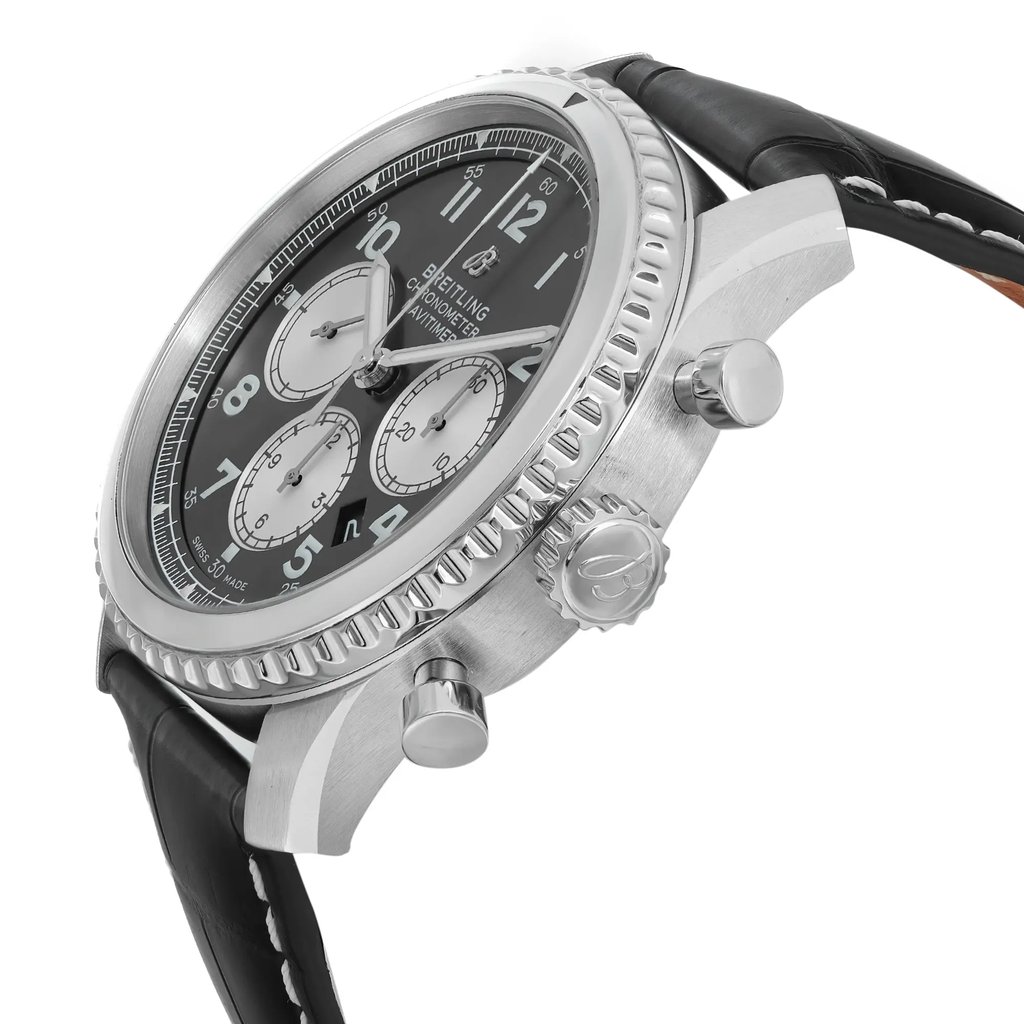 View Of Crown Facing Side Of Breitling AB0117131B1 Stainless Steel Watch Display Model Condition
