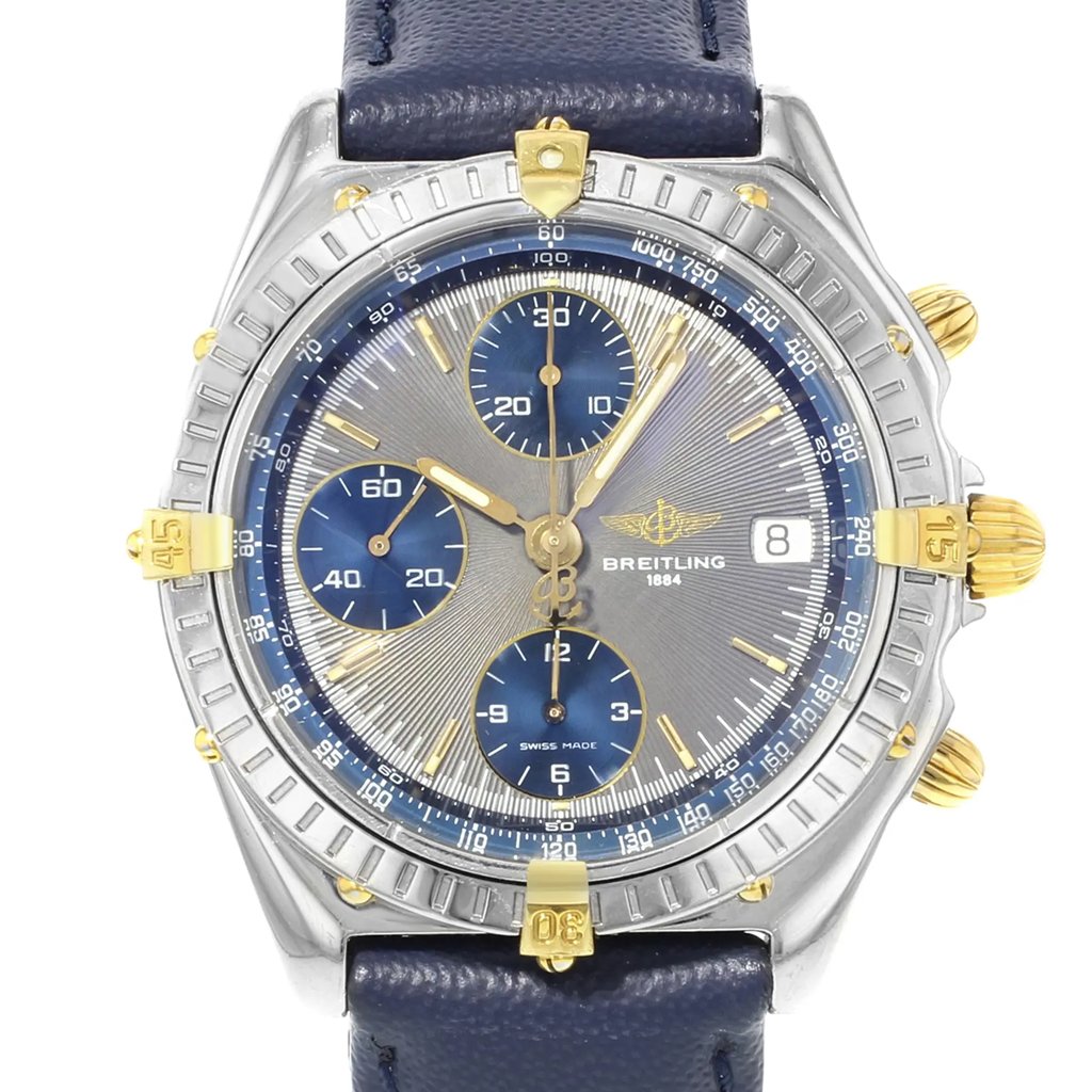 Up Close Front Facing Picture Of Breitling B13048 Stainless Steel Watch Pre Owned Condition