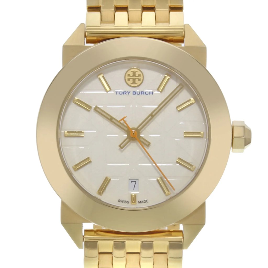 Up Close Front Facing Picture Of Tory Burch TRB8002 Stainless Steel Watch Pre Owned Condition