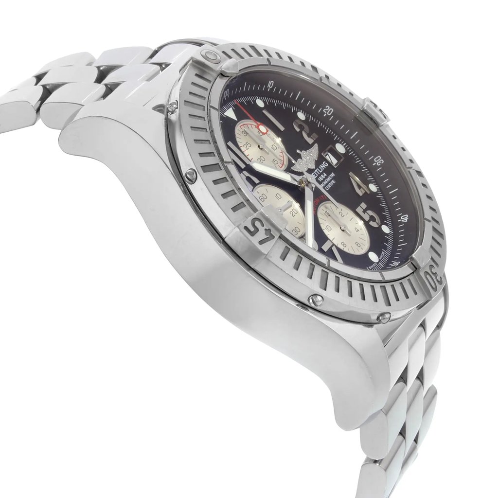 View Of Opposite Crown Facing Side Of Breitling A1337011/B973-135A Stainless Steel Watch Pre Owned Condition