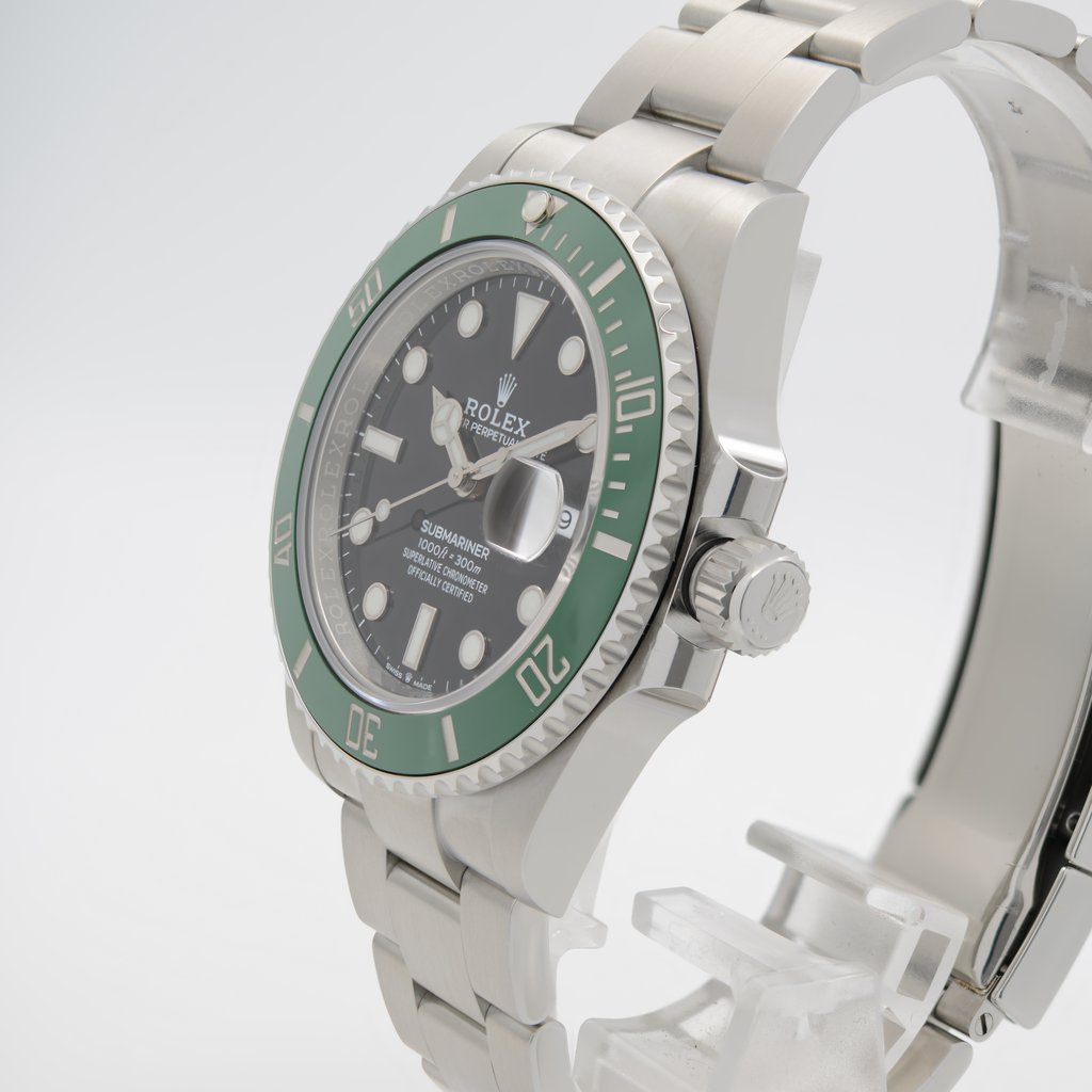 View Of Crown Facing Side Of Rolex 126610LV Stainless Steel Watch Pre Owned Condition