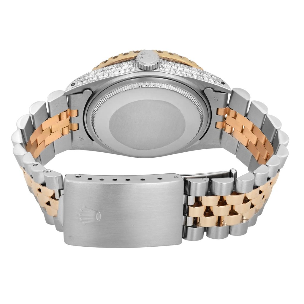 Back View Of Screwback Back Case And Closed Stainless Steel,Yellow Gold Band Of Rolex 16013 Watch Pre Owned Condition