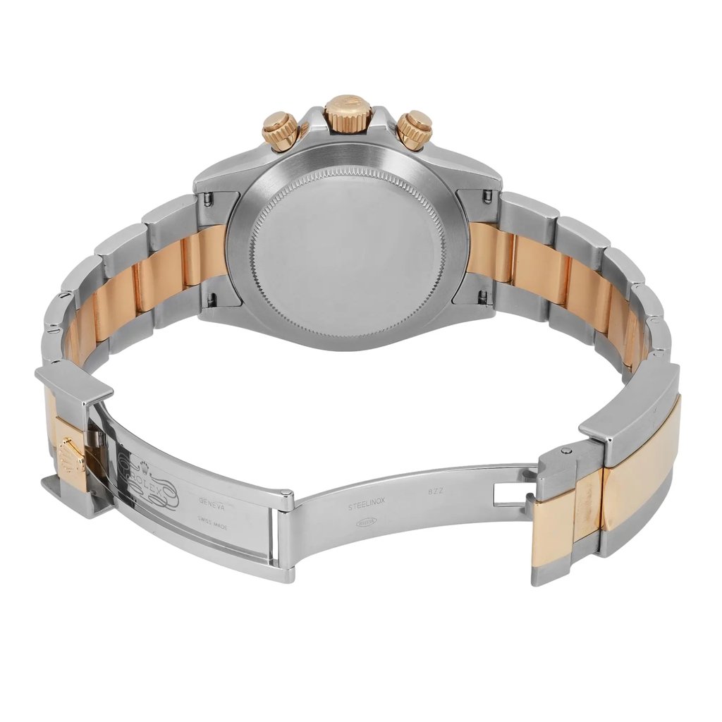 Back View Of Solid Back Case And Open Stainless Steel,Yellow Gold Band Of Rolex 116523 Watch Pre Owned Condition