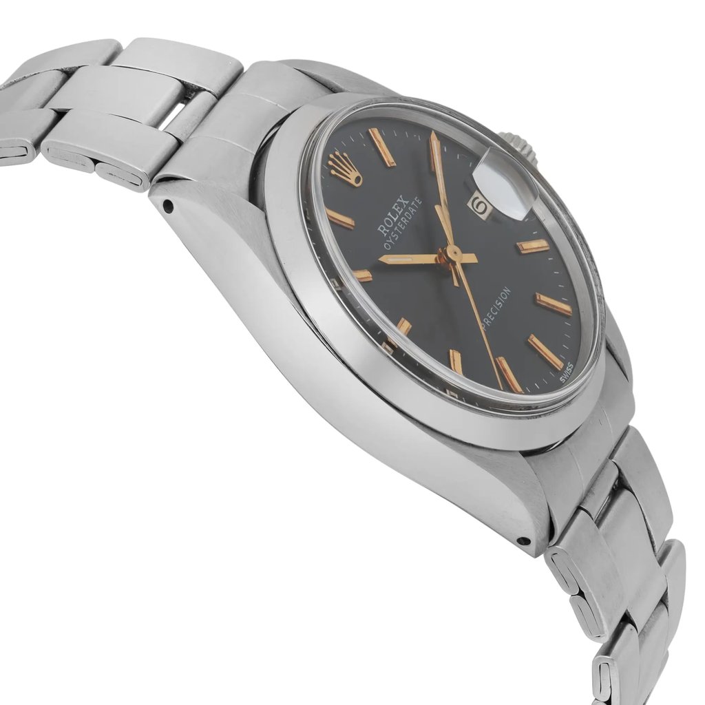 View Of Opposite Crown Facing Side Of Rolex 6694 Stainless Steel Watch Pre Owned Condition