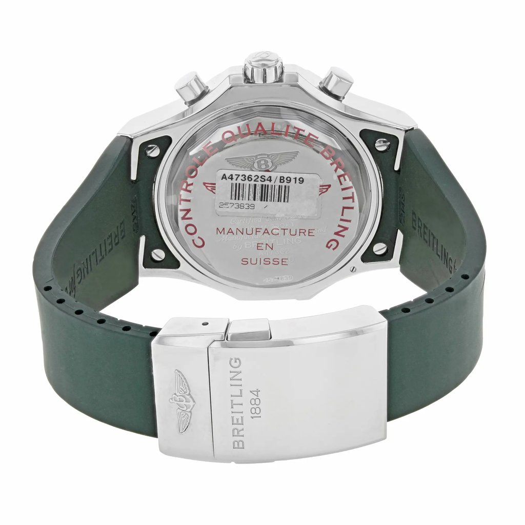 Back View Of {Caseback} Back Case And Closed Silicon/Rubber Band Of Breitling A47362S4/B919-214S Watch Display Model Condition