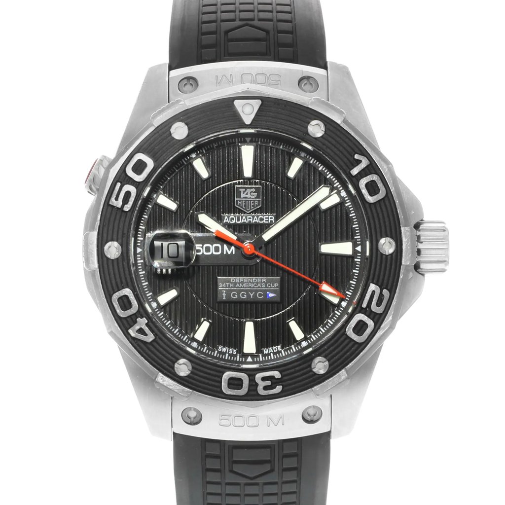 Up Close Front Facing Picture Of TAG Heuer WAJ2119.FT6015 Stainless Steel Watch Pre Owned Condition