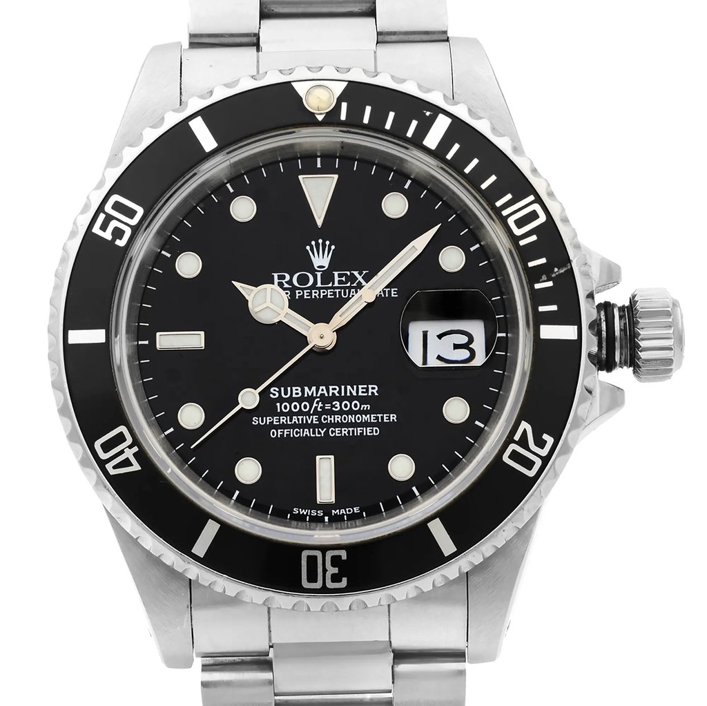 Up Close Front Facing Picture Of Rolex 16610 Stainless Steel Watch Pre Owned Condition