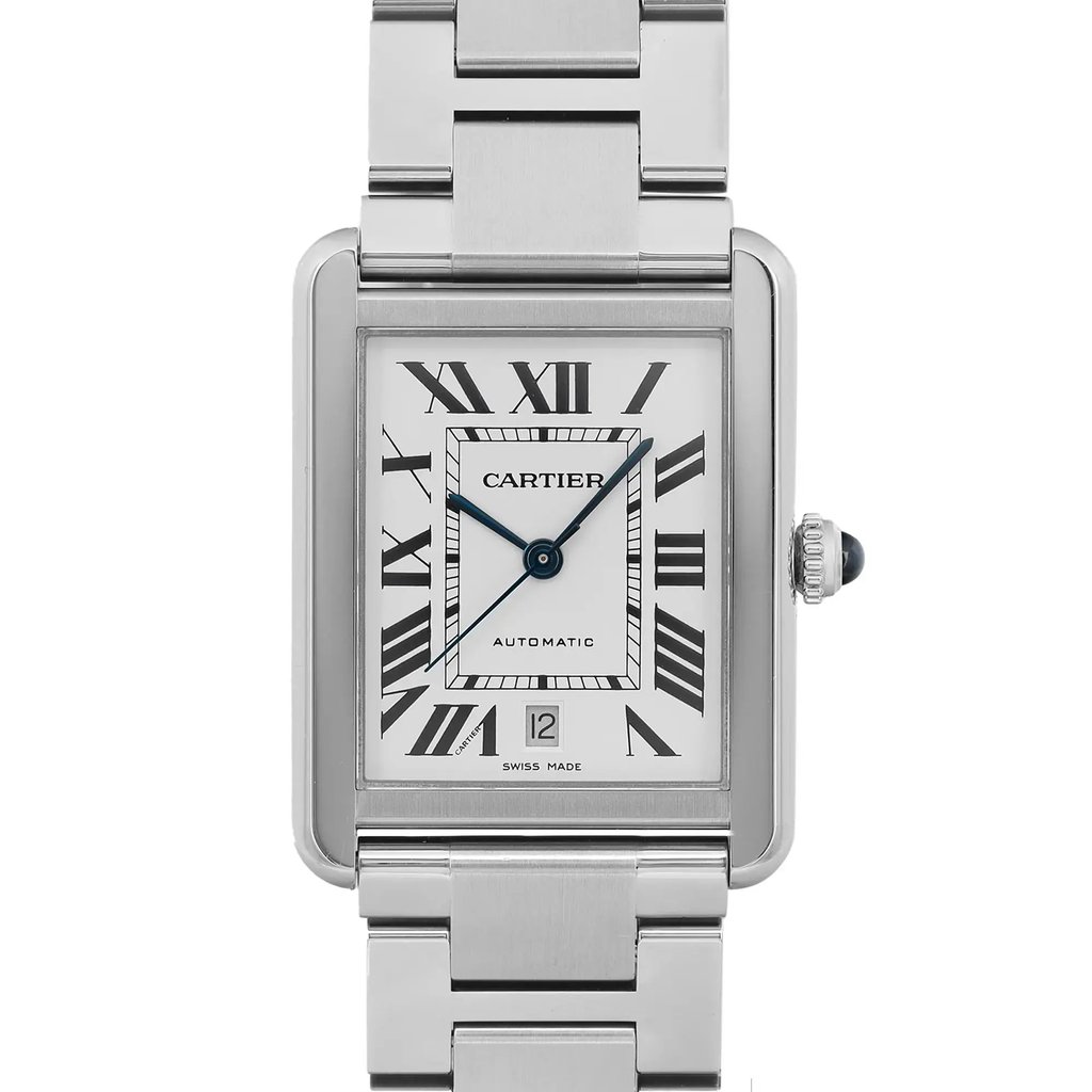 Up Close Front Facing Picture Of Cartier W5200028 Stainless Steel Watch Pre Owned Condition
