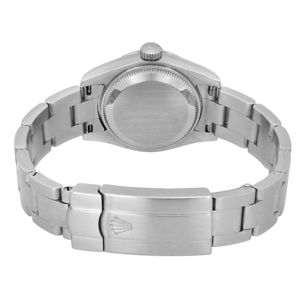 Back View Of Solid Back Case And Closed Stainless Steel Band Of Rolex 176200 Watch Pre Owned Condition