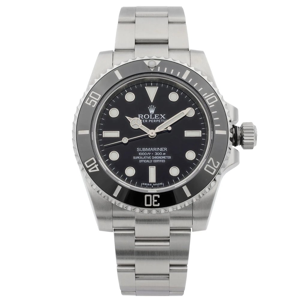 Front Full View Of Rolex 114060 Stainless Steel Watch Pre Owned Condition Good