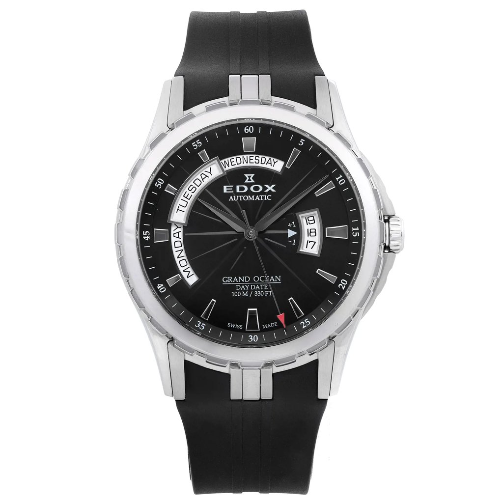 Front Full View Of Edox 83006 3CA NIN Stainless Steel Watch Display Model Condition Excellent