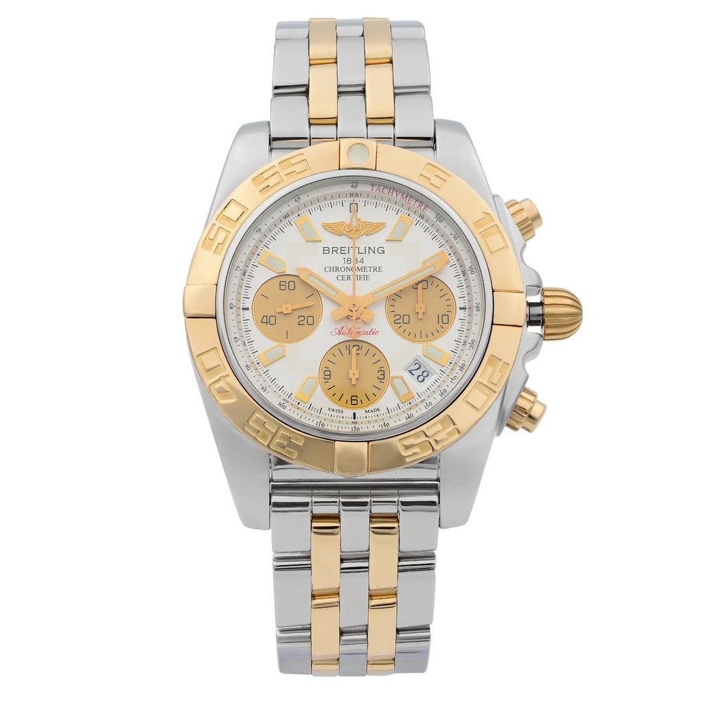 Front Full View Of Breitling CB014012/G713-378C Stainless & Solid Gold Watch Pre Owned Condition {Product Condition}