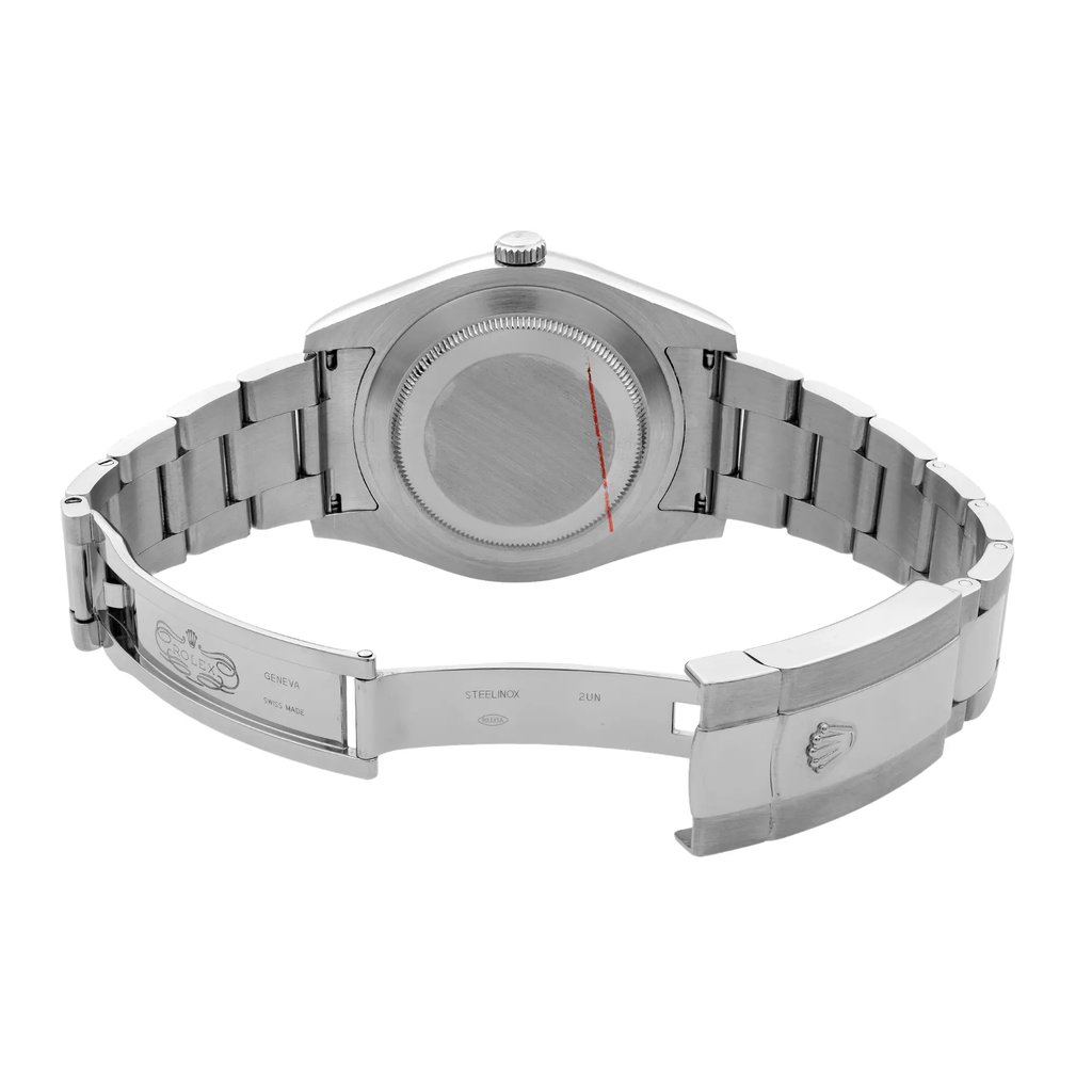Back View Of Solid Back Case And Open Stainless Steel Band Of Rolex 116334 Watch Pre Owned Condition