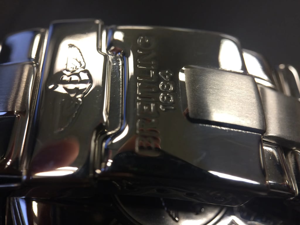 Up Close Front Facing Picture Of Breitling Colt Ocean Stainless Steel Watch Pre Owned Condition