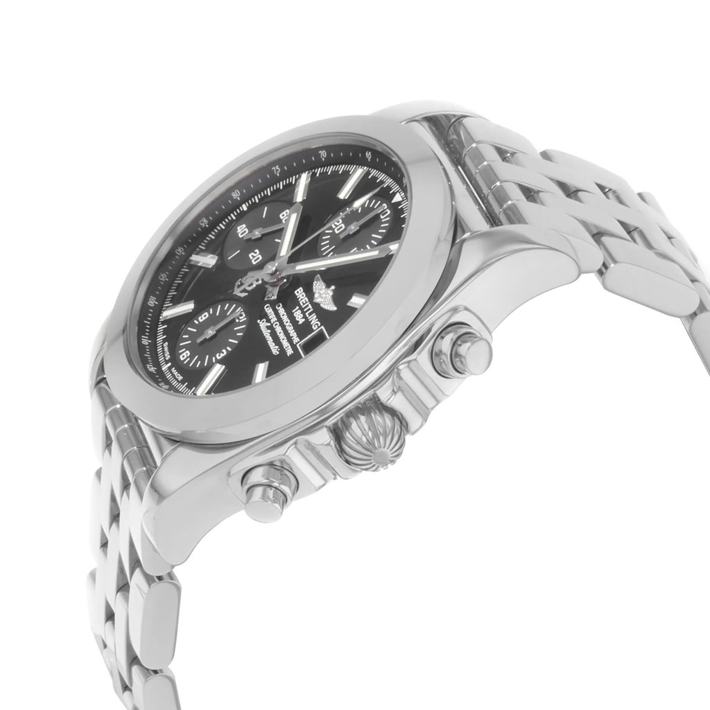 View Of Crown Facing Side Of Breitling W1331012/BD92-385A Stainless Steel Watch Display Model Condition