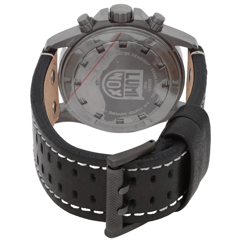 Back View Of Solid Back Case And Closed Leather,Rubber Band Of Luminox XL.1941 Watch New With Defects Condition