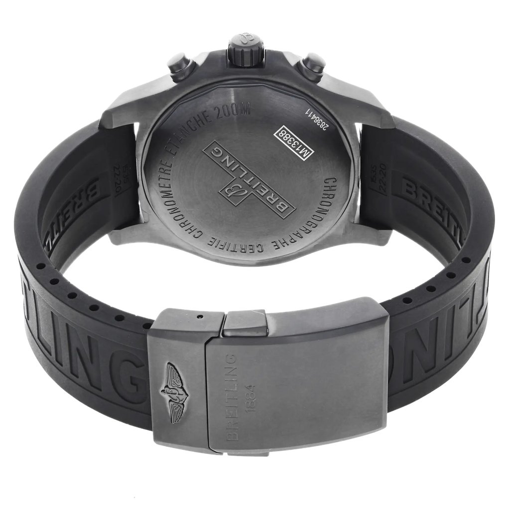 Back View Of {Caseback} Back Case And Closed Rubber Band Of Breitling M1338810/BF01-153S Watch Display Model Condition