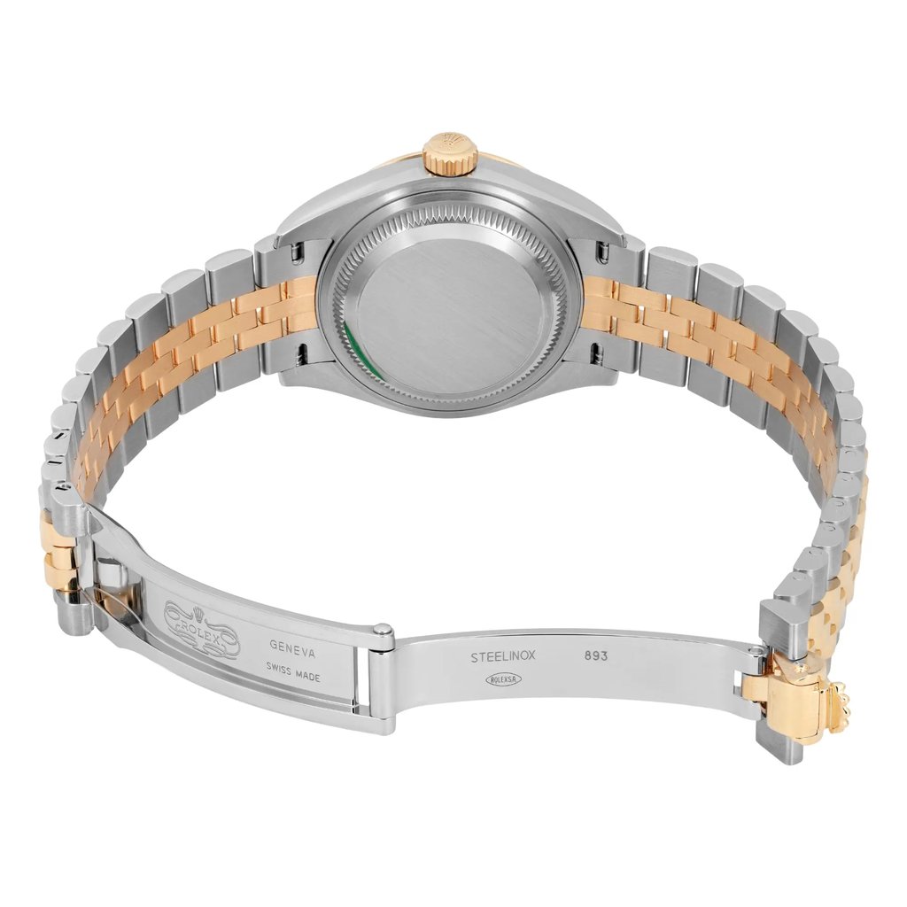 Back View Of Screwback Back Case And Open Stainless Steel,Yellow Gold Band Of Rolex 279173 Watch New Condition