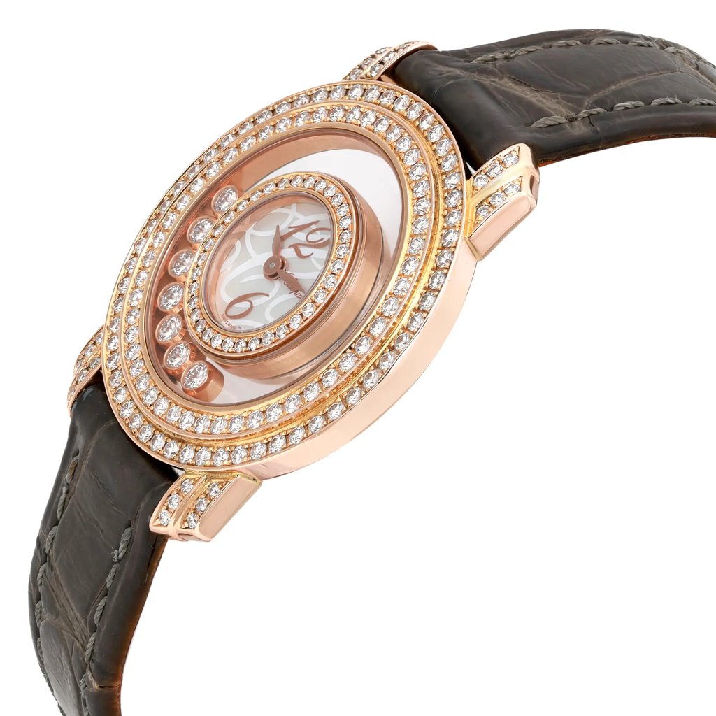 View Of Opposite Crown Facing Side Of Chopard 209245-5001 Rose Gold Watch Pre Owned Condition