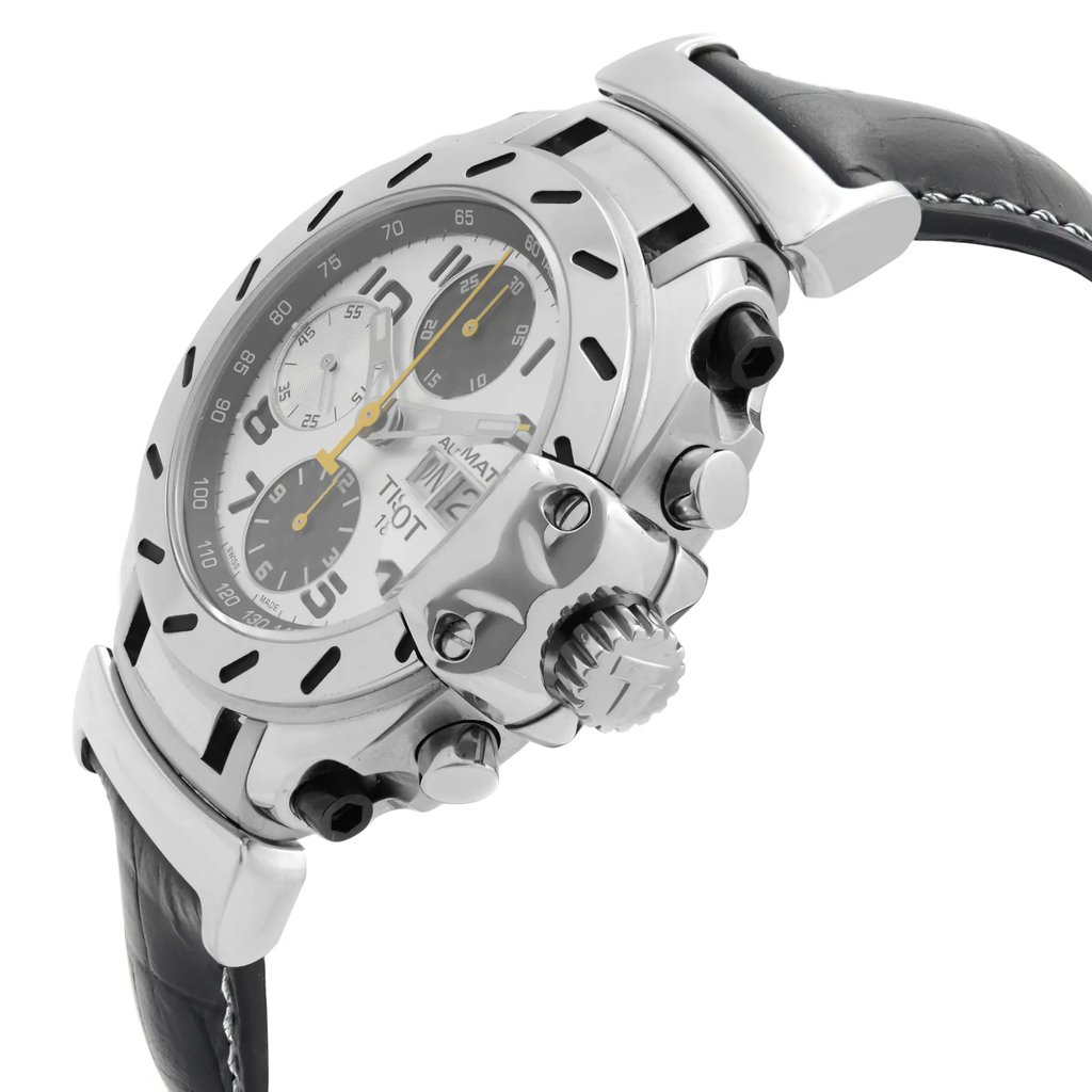 View Of Crown Facing Side Of Tissot T011.414.16.032.00 Stainless Steel Watch Display Model Condition