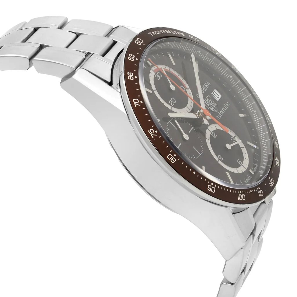 View Of Opposite Crown Facing Side Of TAG Heuer CV2013.BA0794 Stainless Steel Watch Pre Owned Condition
