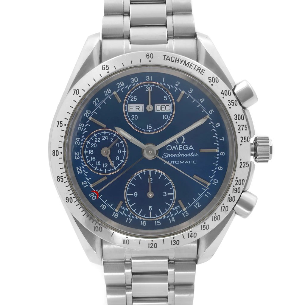 Up Close Front Facing Picture Of OMEGA 3521.80. Stainless Steel Watch Pre Owned Condition