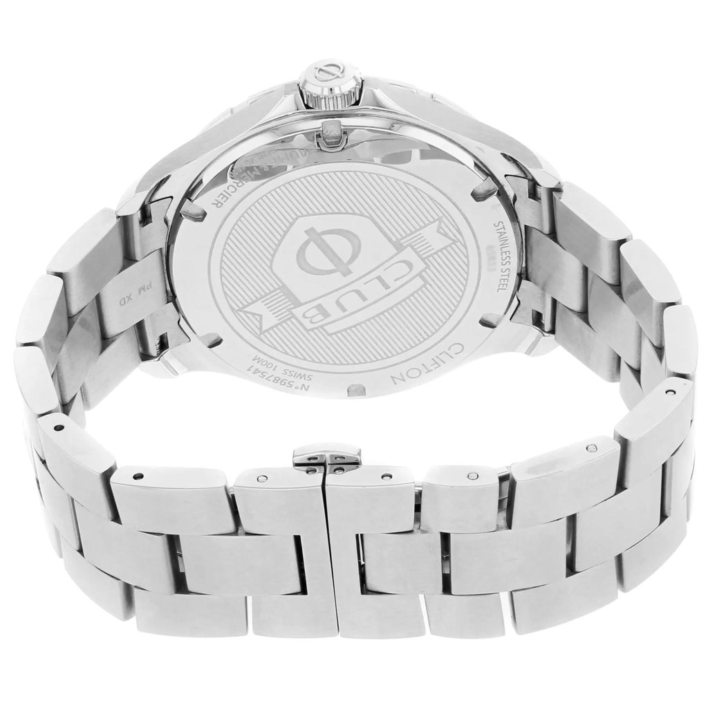 Back View Of {Caseback} Back Case And Closed Stainless Steel Band Of Baume & Mercier MOA10378 Watch Unworn Condition