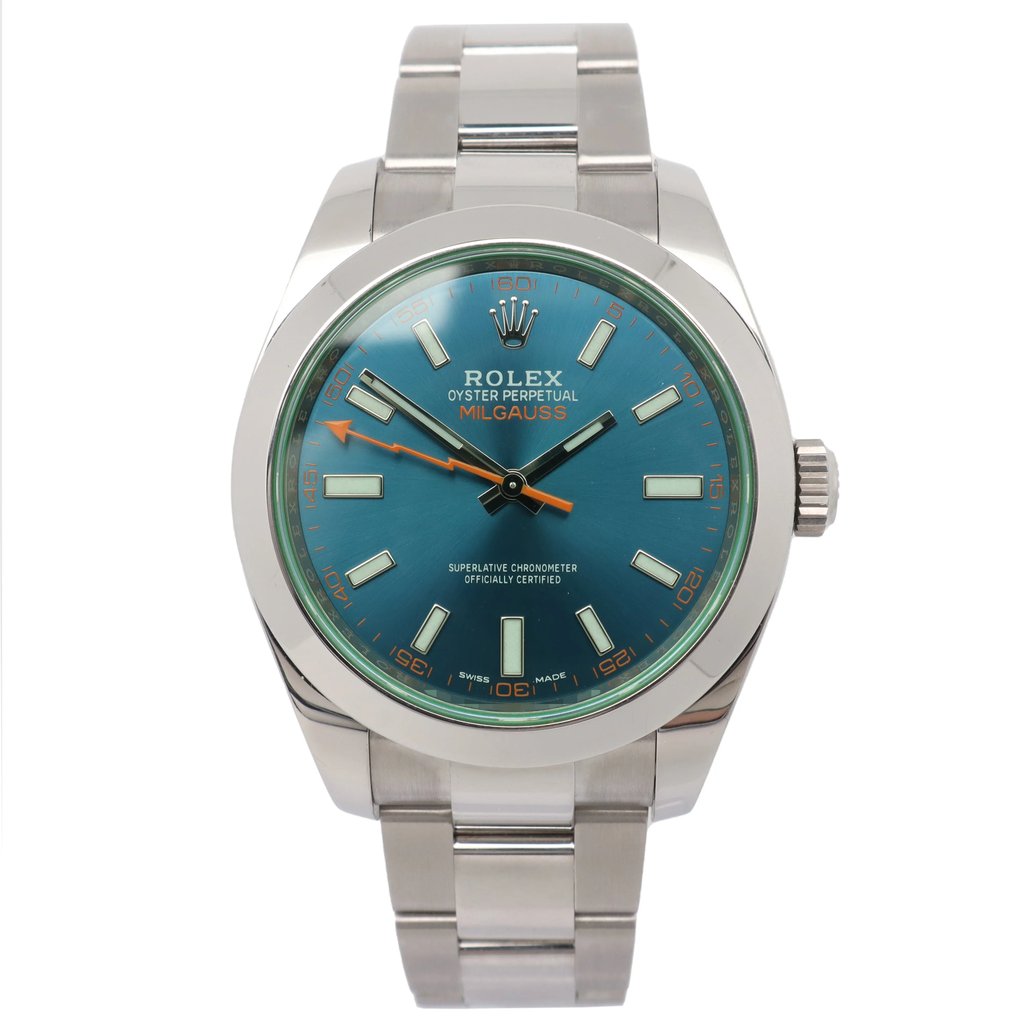 Front Full View Of Rolex 116400GV Stainless Steel Watch Pre Owned Condition {Product Condition}